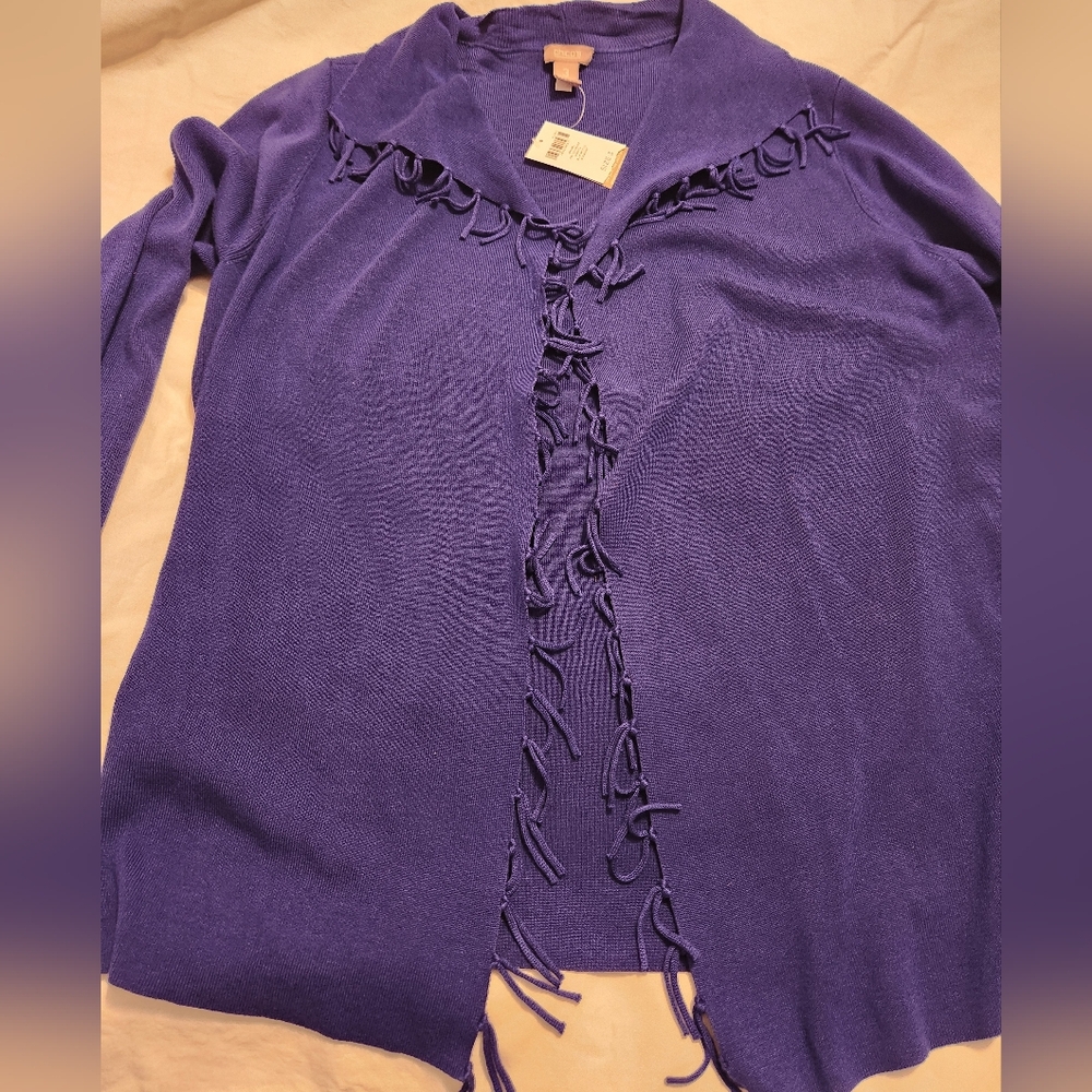 Chico's Fringed Cardigan - Picture 2 of 7